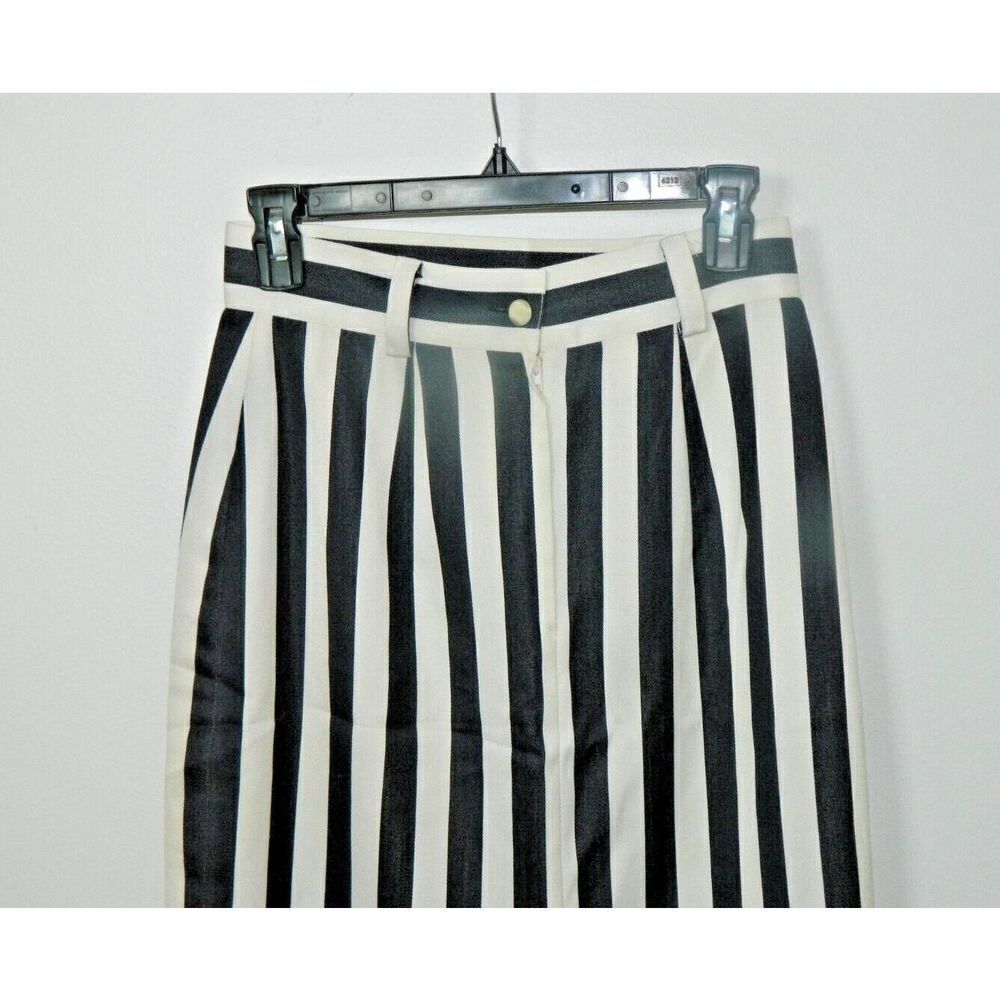 Mondi Skirt Size 36 Black White Stripped Wool Blend Vintage Slit Back Mini - Picture 3 of 7